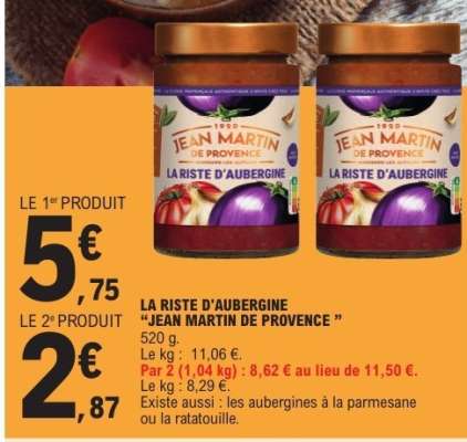 LA RISTE D'AUBERGINE "JEAN MARTIN DE PROVENCE"