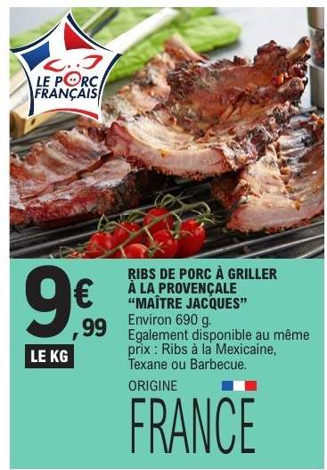 Ribs de porc à griller à la provençale 'Maître Jacques'