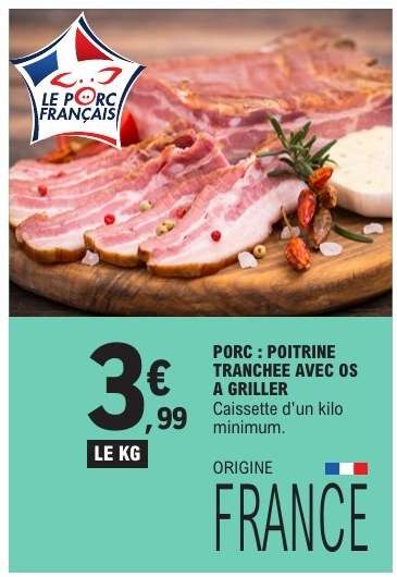 PORC : POITRINE TRANCHÉE AVEC OS À GRILLER
