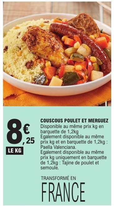 COUSCOUS POULET ET MERGUEZ