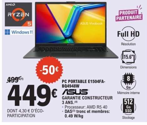PC PORTABLE E1504FA-BQ4948W