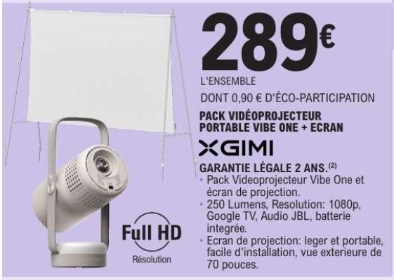 Pack Vidéoprojecteur Portable Vibe One + Ecran