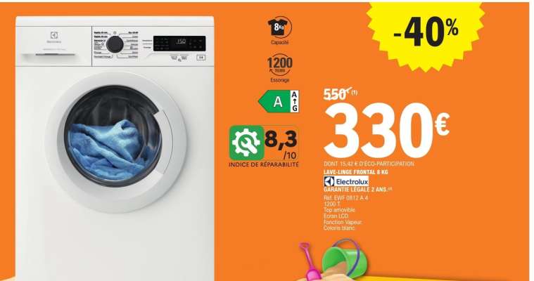 Lave-linge frontal 8 kg