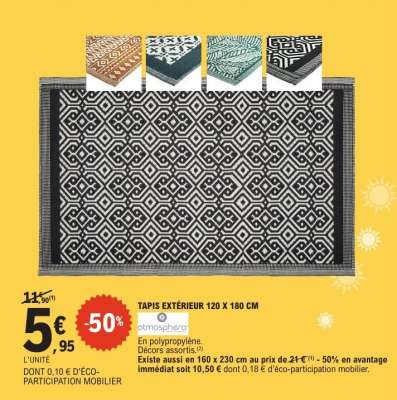 TAPIS EXTÉRIEUR 120 X 180 CM