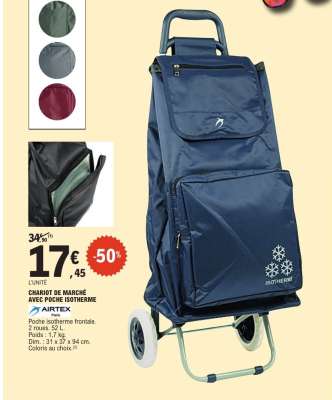 CHARIOT DE MARCHÉ AVEC POCHE ISOTHERME
