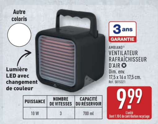 AMBIANO Ventilateur Rafraîchisseur d'Air