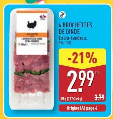 4 Brochettes de Dinde