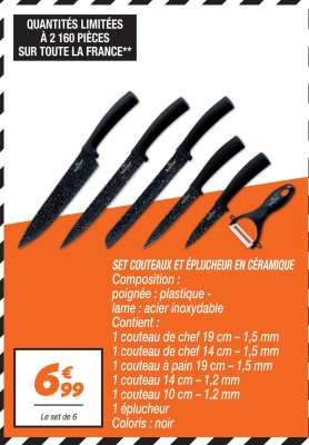 SET COUTEAUX ET ÉPLUCHEUR EN CÉRAMIQUE