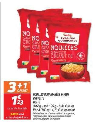 NOUILLES INSTANTANÉES SAVEUR CREVETTE NETTO