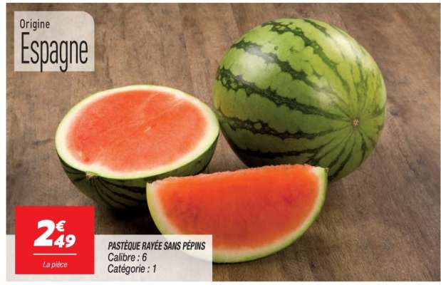 PASTEQUE RAYÉE SANS PEPINS