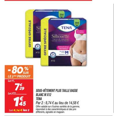 SOUS-VÊTEMENT PLUS TAILLE BASSE BLANC M X12