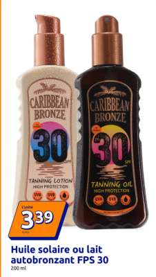 Huile solaire ou lait autobronzant FPS 30