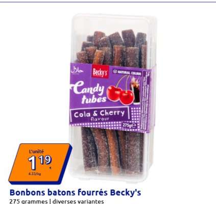 Bonbons batons fourrés Becky's