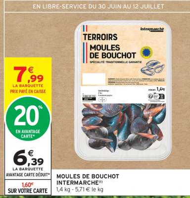 MOULES DE BOUCHOT INTERMARCHÉ