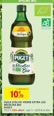 Huile d'Olive Vierge Extra Les Récoltes Bio 'Puget'
