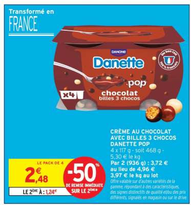 Danette Pop Chocolat Billes 3 Chocos
