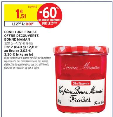 CONFITURE FRAISE OFFRE DÉCOUVERTE BONNE MAMAN