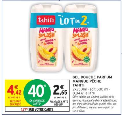 GEL DOUCHE PARFUM MANGUE PÊCHE TAHITI