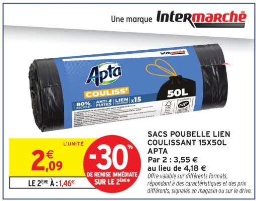 SACS POUBELLE LIEN COULISSANT 15X50L APTA