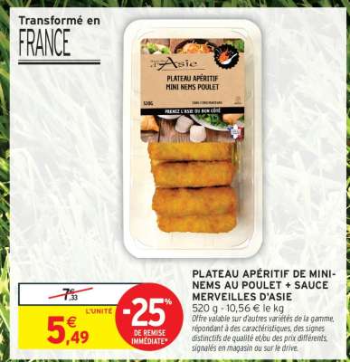 PLATEAU APÉRITIF DE MINI-NEMS AU POULET + SAUCE MERVEILLES D'ASIE