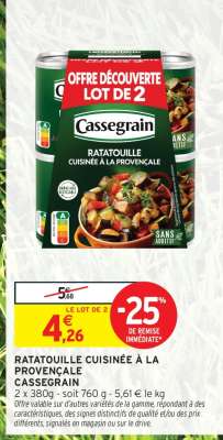Ratatouille Cuisinée À La Provençale Cassegrain