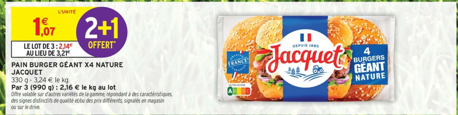 PAIN BURGER GÉANT X4 NATURE JACQUET