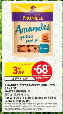 Amandes Décortiquées Grillées Sans Sel