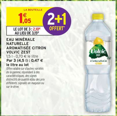 Eau Minérale Naturelle Aromatisée Citron Volvic Zest