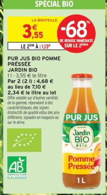 PUR JUS BIO POMME PRESSÉE JARDIN BIO