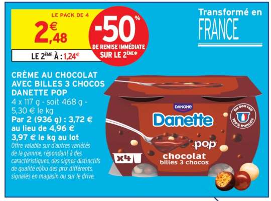 Danette Pop Chocolat Billes 3 Chocos