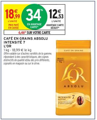 CAFÉ EN GRAINS ABSOLU INTENSITÉ 7 L'OR