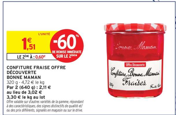 CONFITURE FRAISE OFFRE DÉCOUVERTE BONNE MAMAN