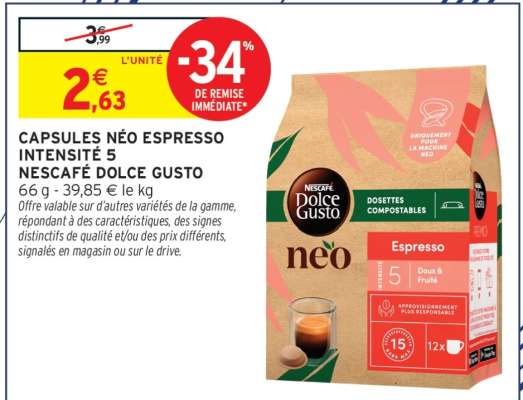 Capsules Néo Espresso Intensité 5 Nescafé Dolce Gusto