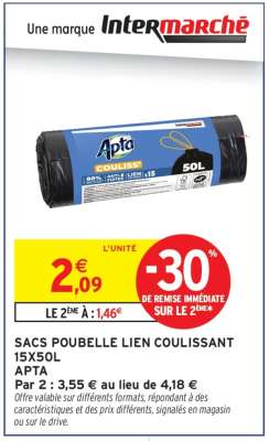 SACS POUBELLE LIEN COULISSANT 15X50L