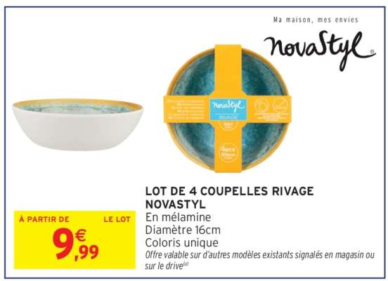 Lot de 4 Coupelles Rivage Novastyl