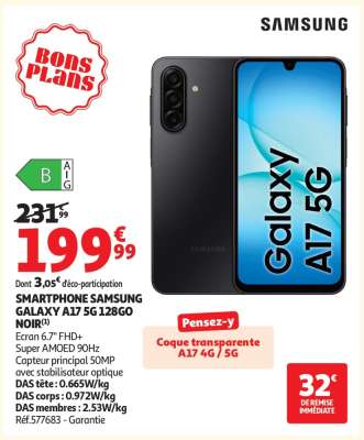SMARTPHONE SAMSUNG GALAXY A17 5G 128GO NOIR