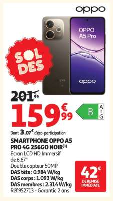 SMARTPHONE OPPO A5 PRO 4G 256GO NOIR