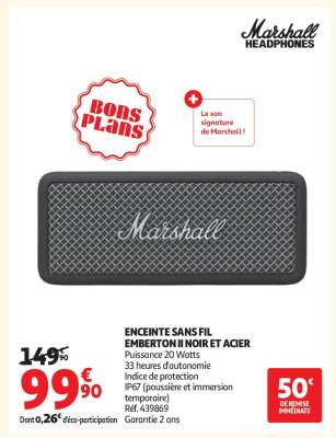 ENCEINTE SANS FIL EMBERTON II NOIR ET ACIER