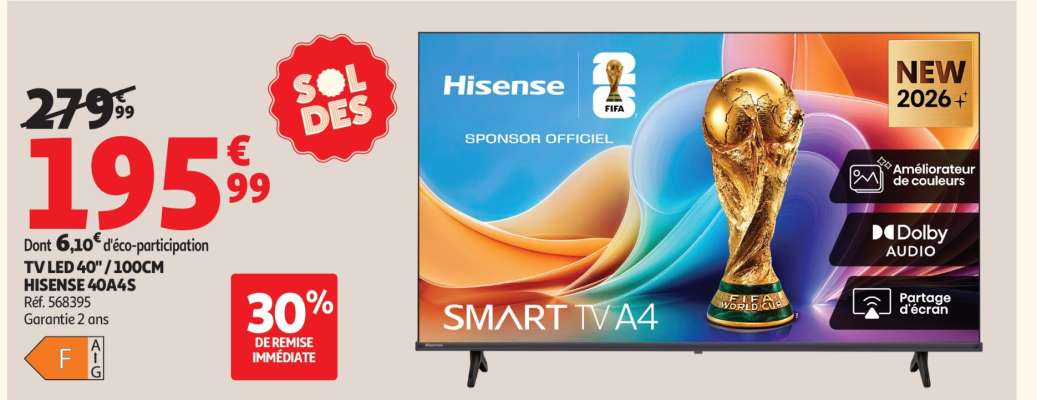 TV LED 40'' / 100CM HISENSE 40A4S