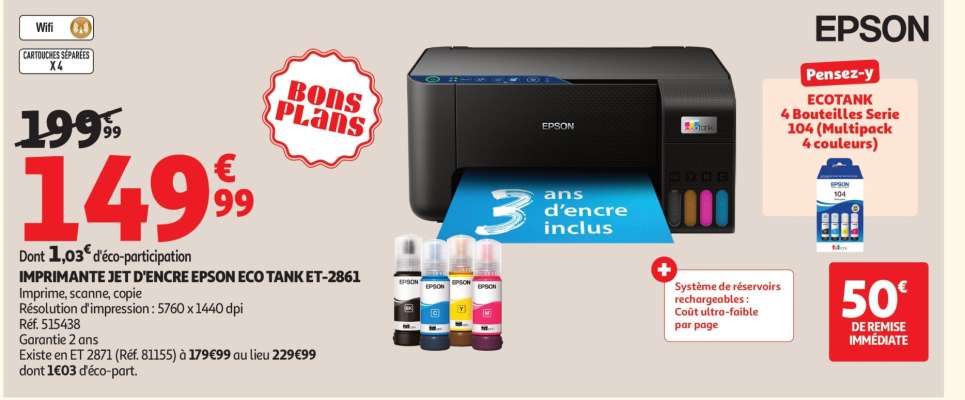 IMPRIMANTE JET D'ENCRE EPSON ECO TANK ET-2861