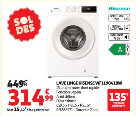 LAVE LINGE HISENSE WFL19041BW