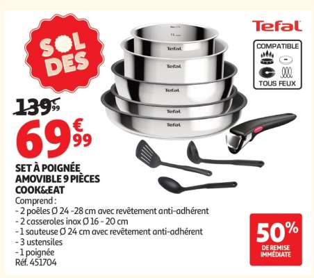 SET À POIGNÉE AMOVIBLE 9 PIÈCES COOK&EAT