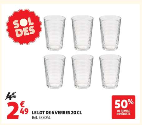 LE LOT DE 6 VERRES 20 CL