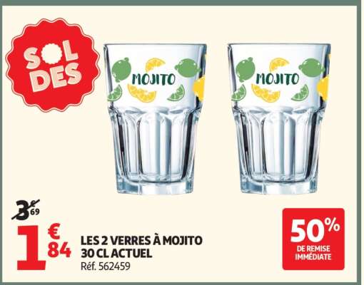 LES 2 VERRES À MOJITO 30 CL ACTUEL
