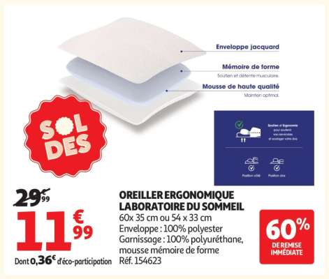 Oreiller Ergonomique Laboratoire Du Sommeil