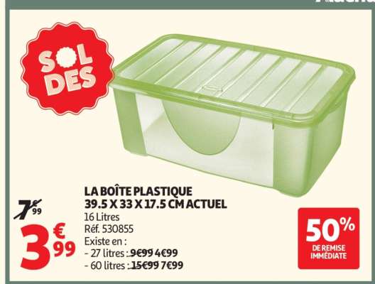 LA BOÎTE PLASTIQUE 39.5 X 33 X 17.5 CM ACTUEL
