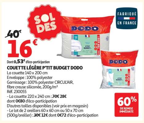 COUETTE LÉGÈRE P'TIT BUDGET DODO