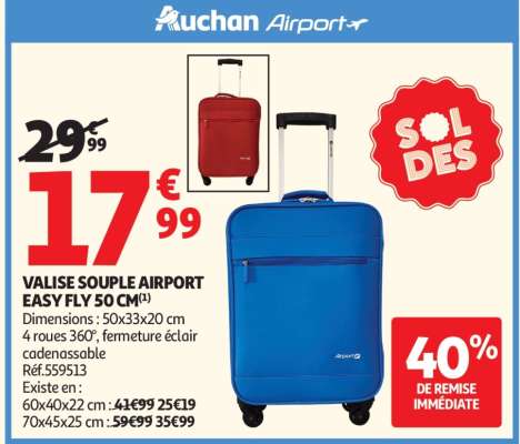 VALISE SOUPLE AIRPORT EASY FLY 50 CM