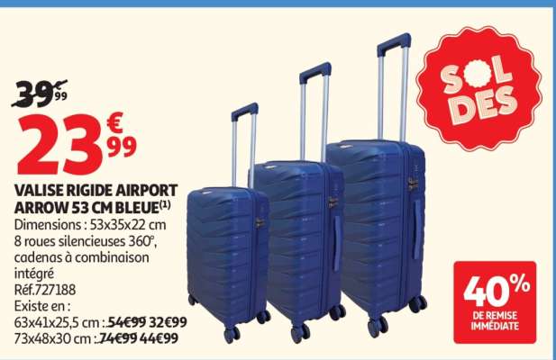 VALISE RIGIDE AIRPORT ARROW 53 CM BLEUE