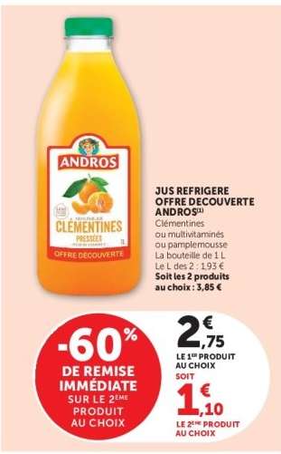 Jus réfrigéré offre découverte Andros